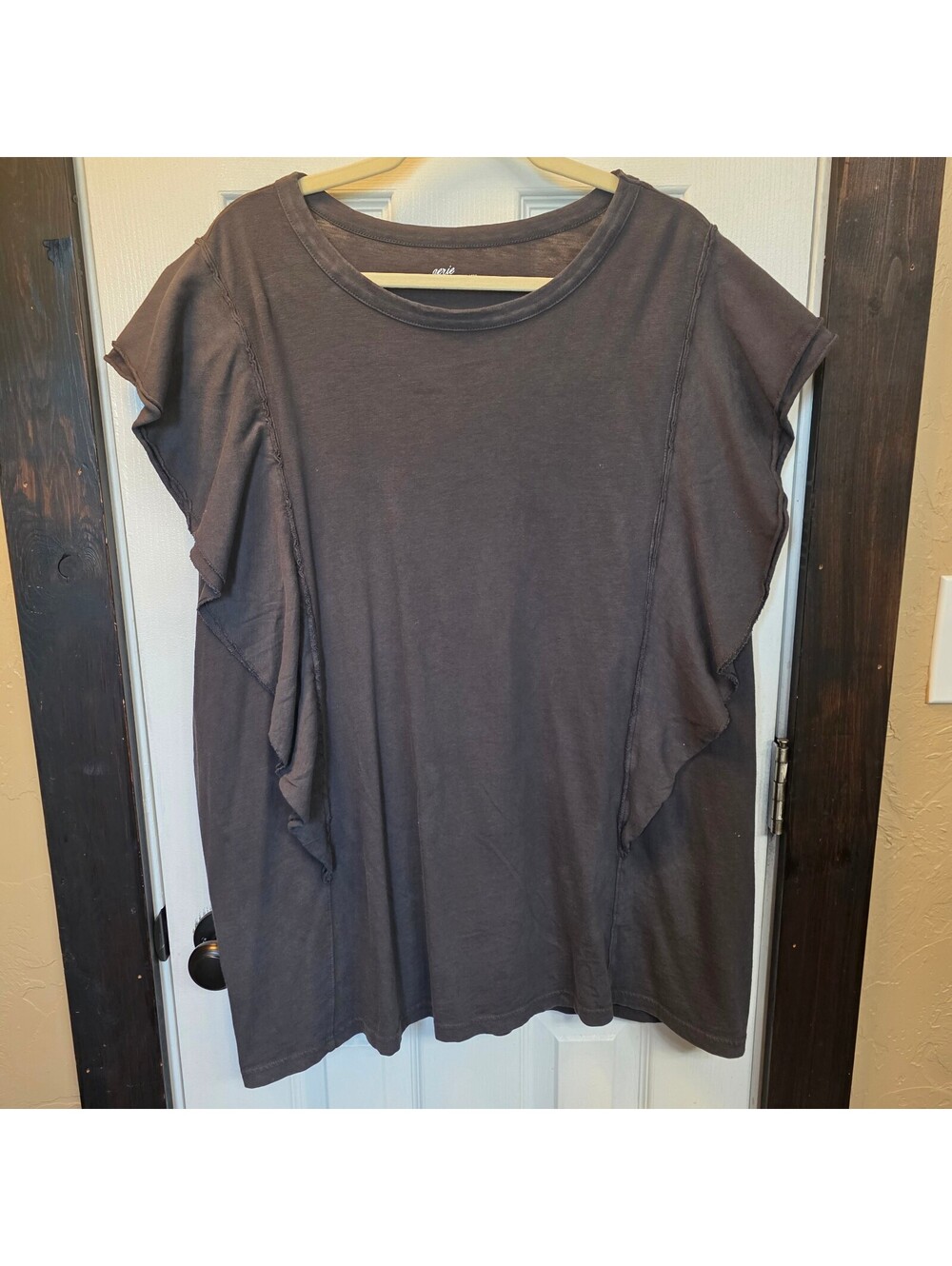 aerie Women's XXL Charcoal Gray Ruffle Sleeve Top NWT